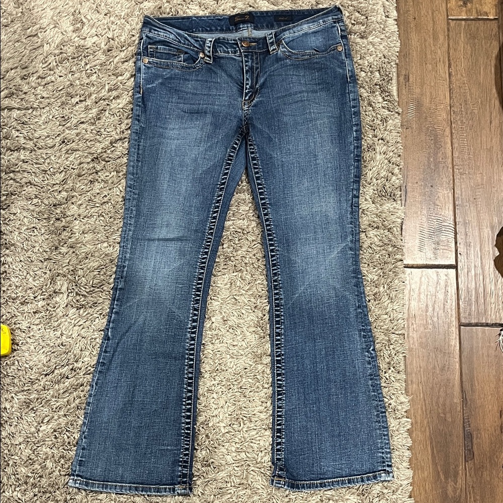 Seven7 Women's Wide Leg Jeans in Denim Blue